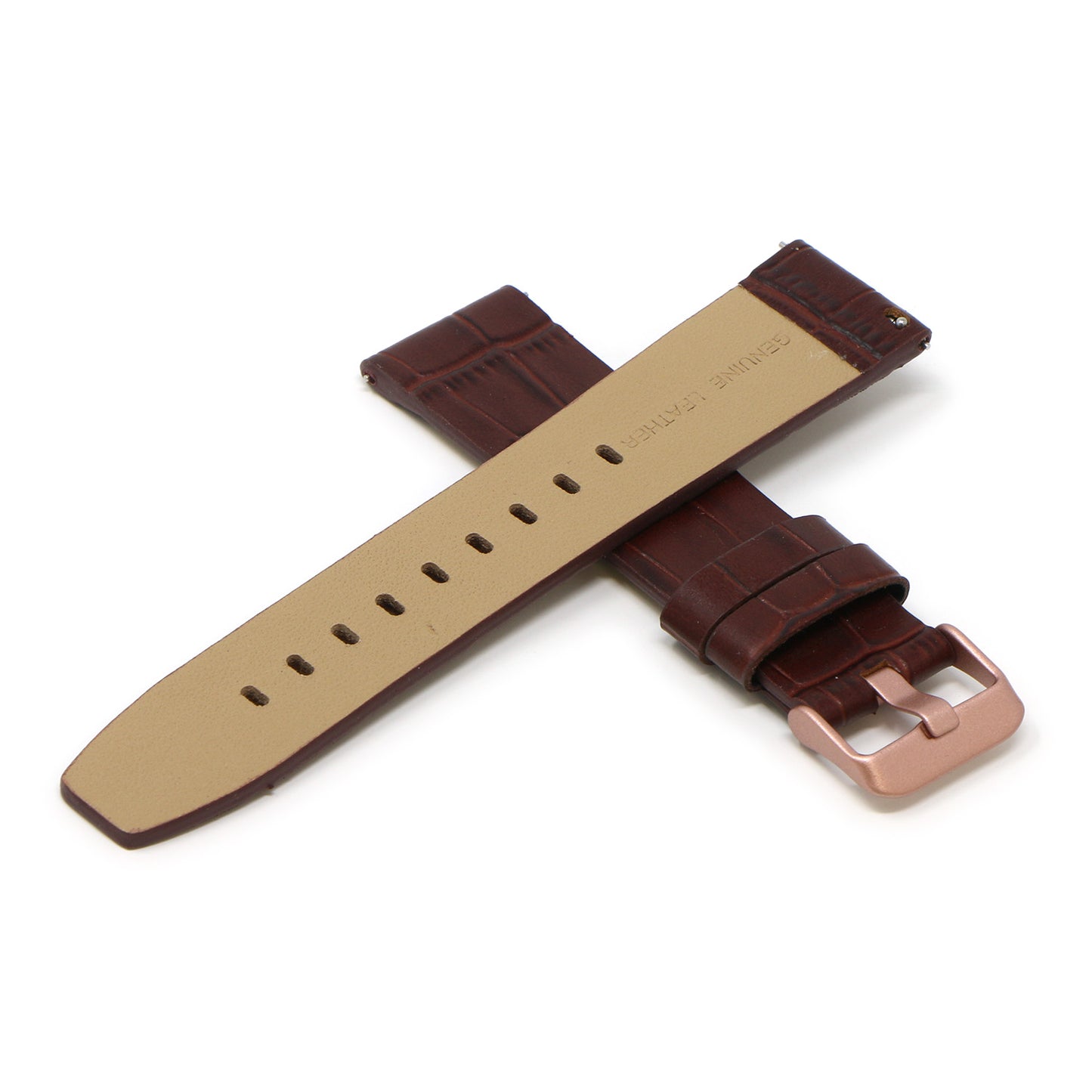 23mm Croc Embossed Leather Strap Brown