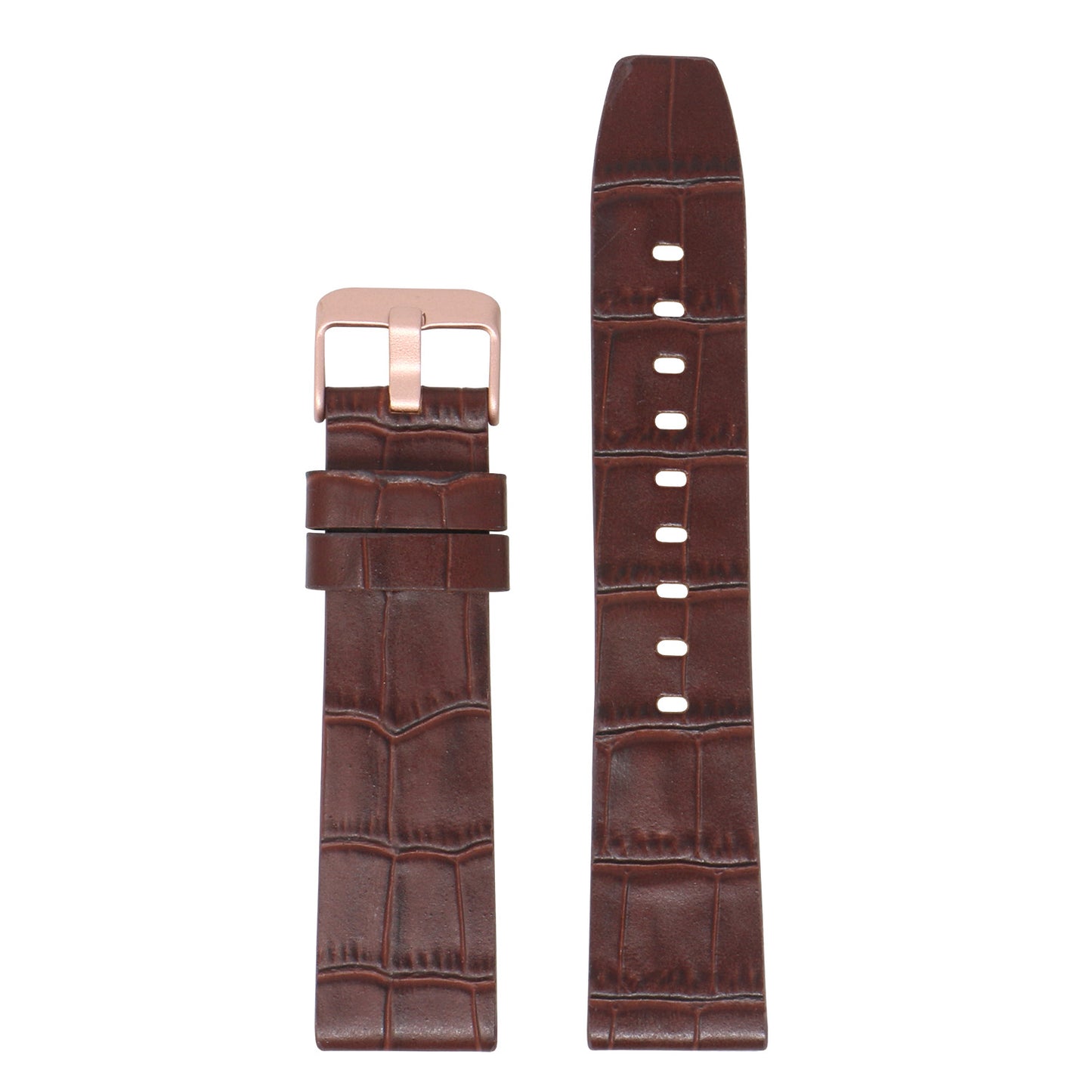 23mm Croc Embossed Leather Strap Brown