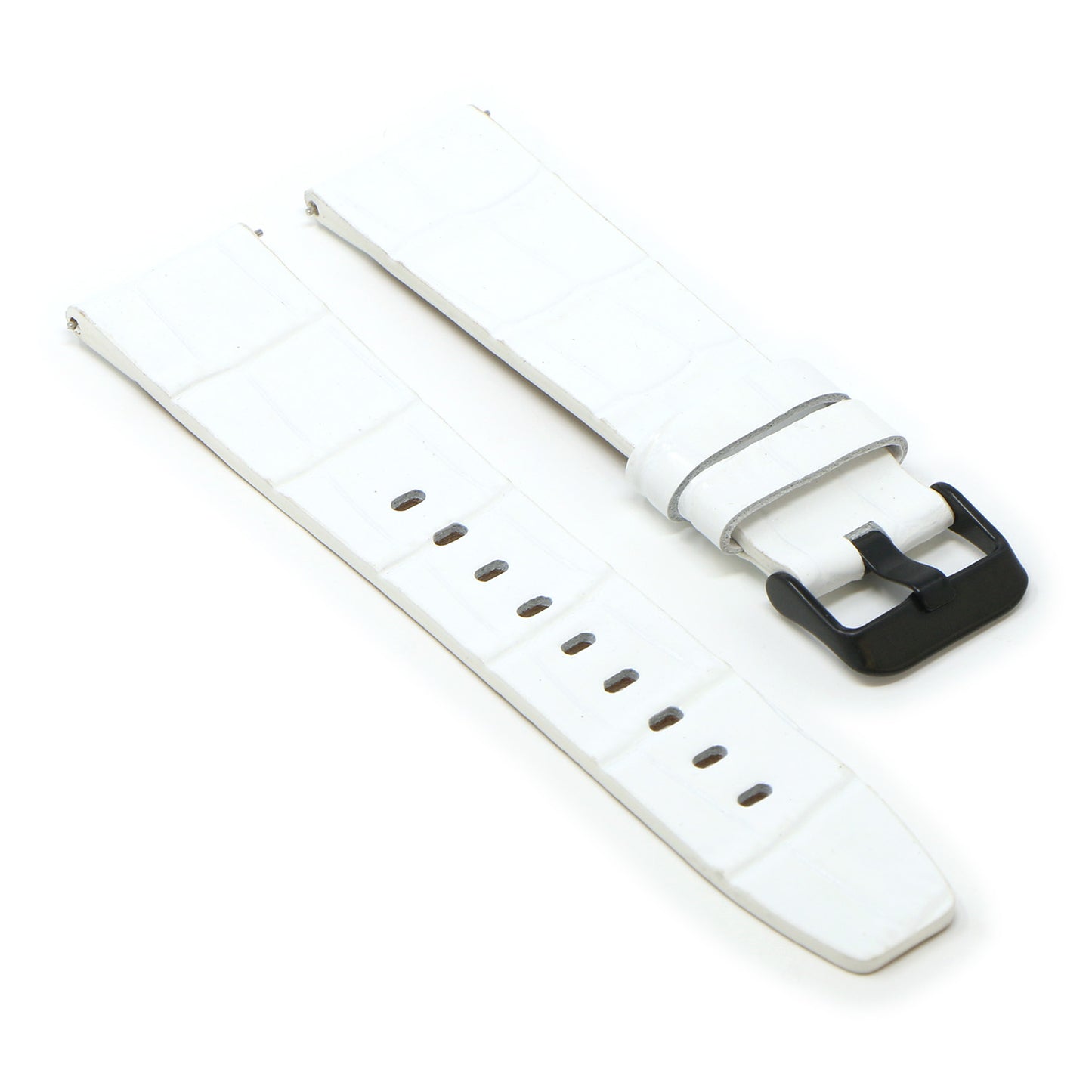 23mm Croc Embossed Leather Strap White