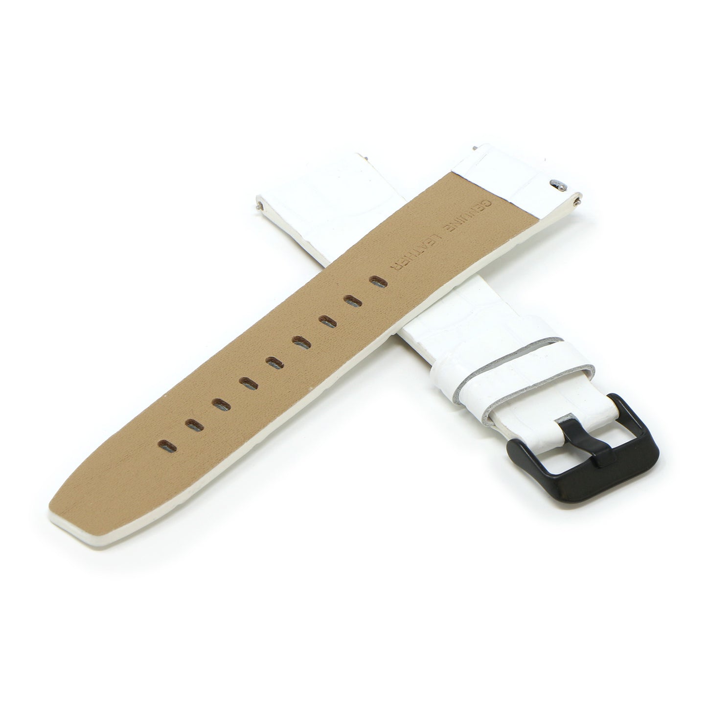 23mm Croc Embossed Leather Strap White