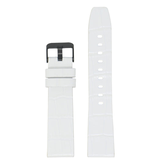 23mm Croc Embossed Leather Strap White
