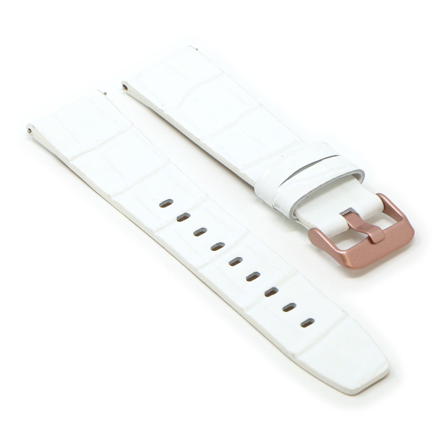 23mm Croc Embossed Leather Strap White
