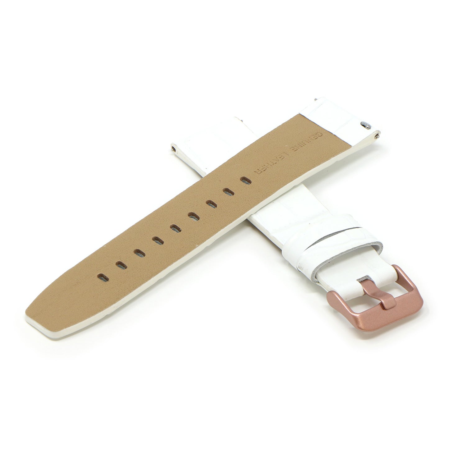 23mm Croc Embossed Leather Strap White