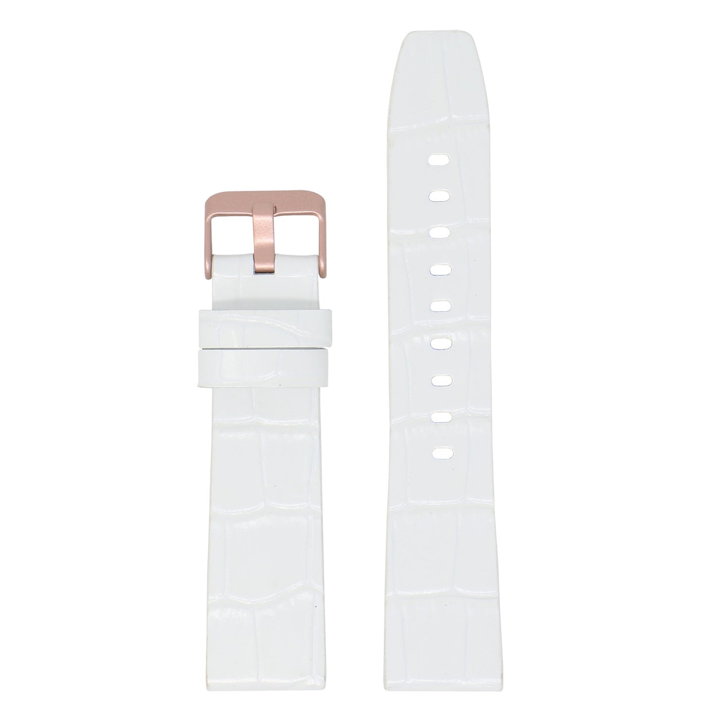 23mm Croc Embossed Leather Strap White