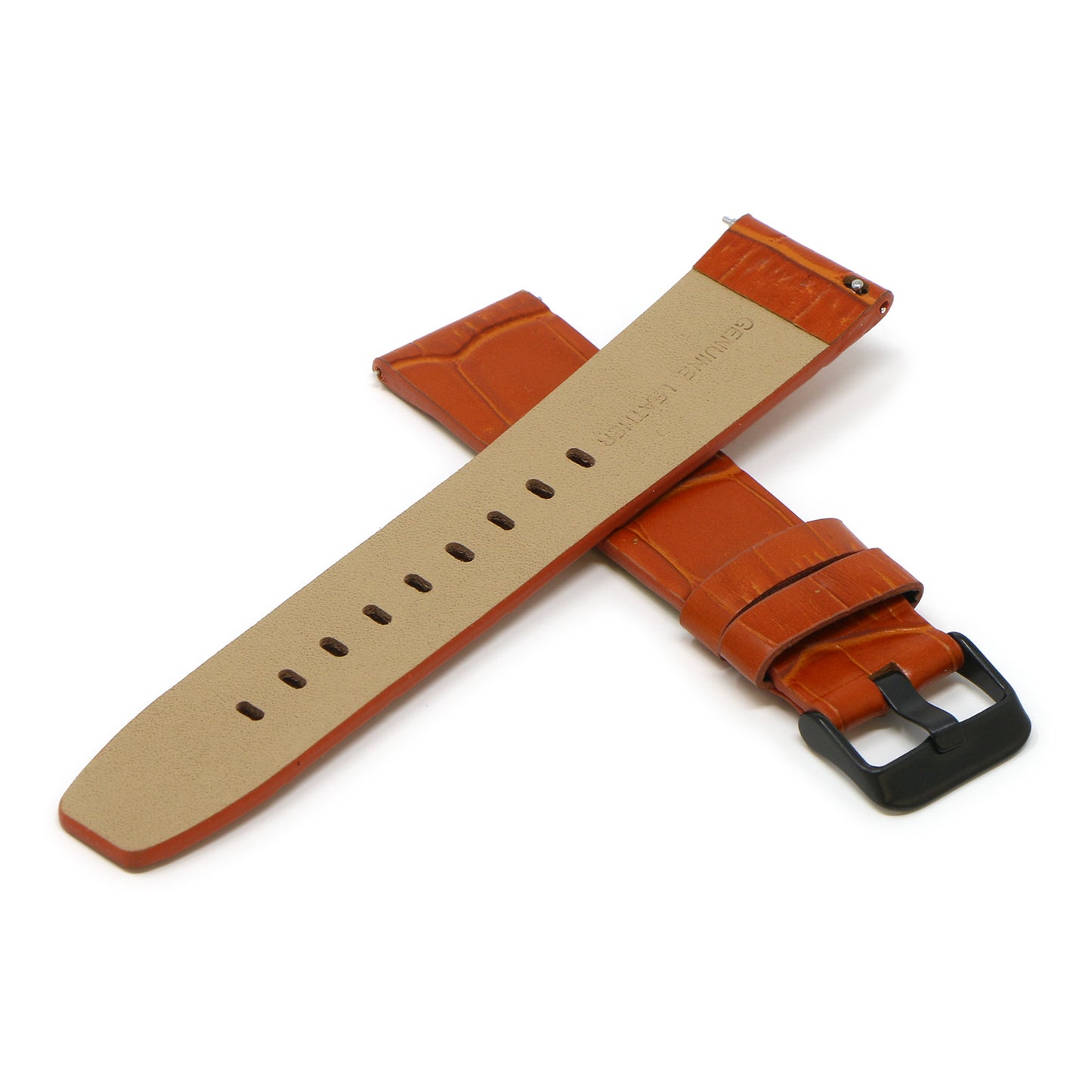 23mm Croc Embossed Leather Strap Tan