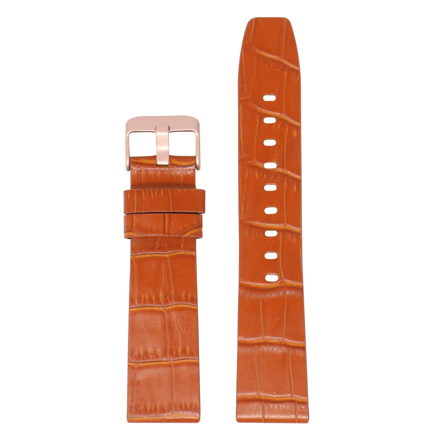 23mm Croc Embossed Leather Strap Tan