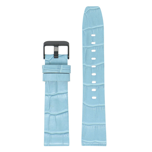 23mm Croc Embossed Leather Strap Blue
