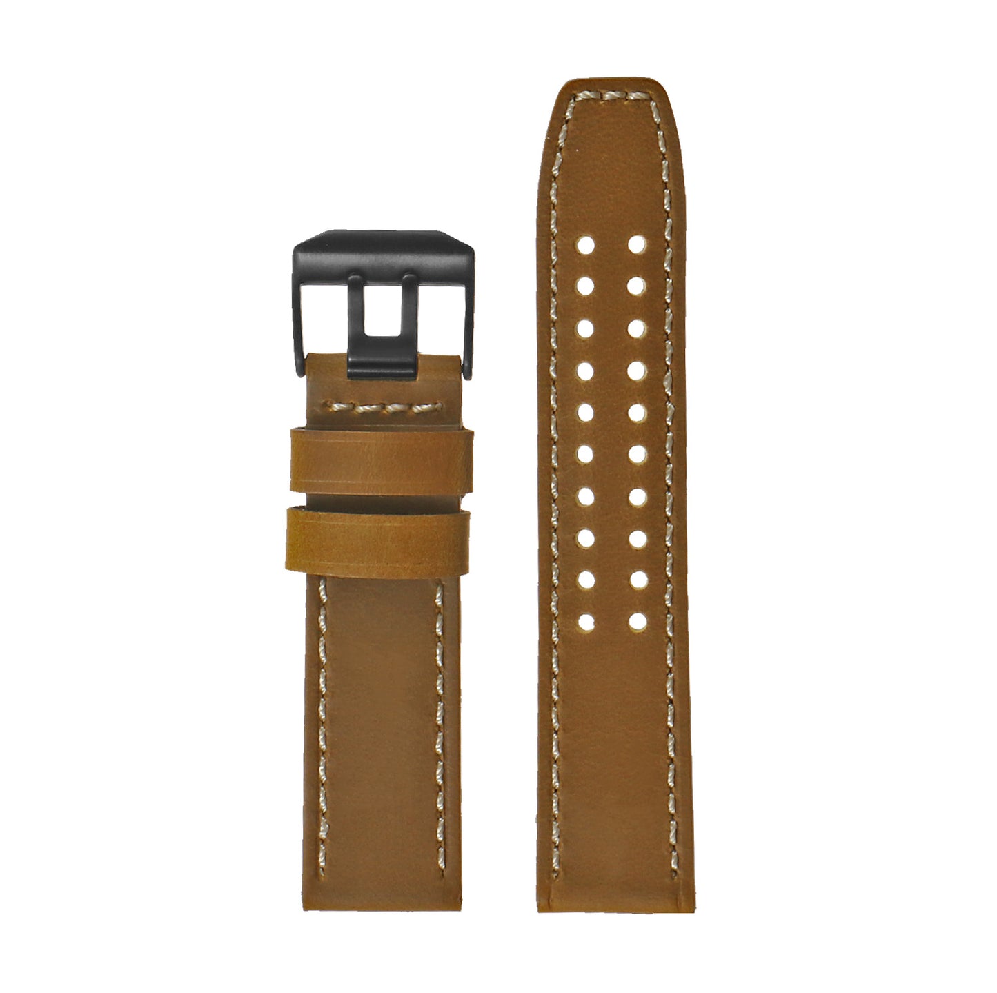 DASSARI 23mm Vintage Leather Watch Strap for Luminox Evo with Matte Black Buckle