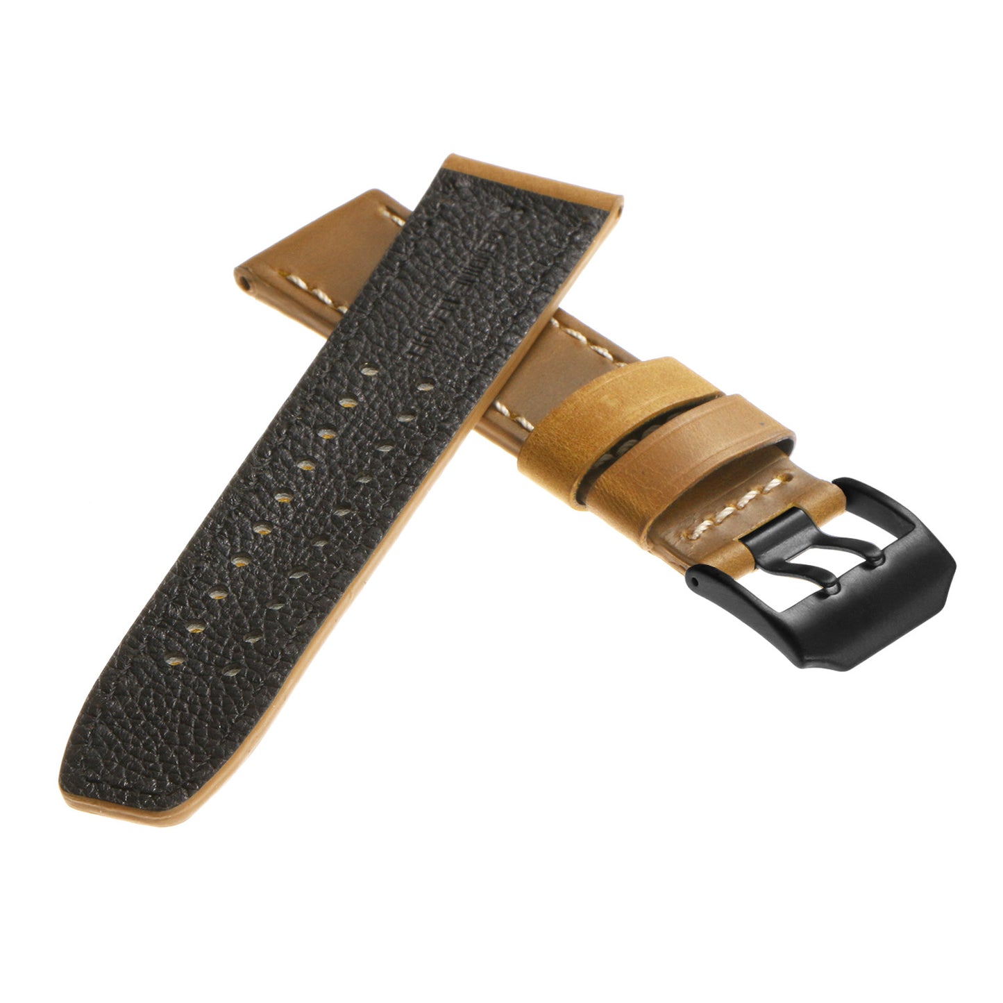 DASSARI 23mm Vintage Leather Watch Strap for Luminox Evo with Matte Black Buckle