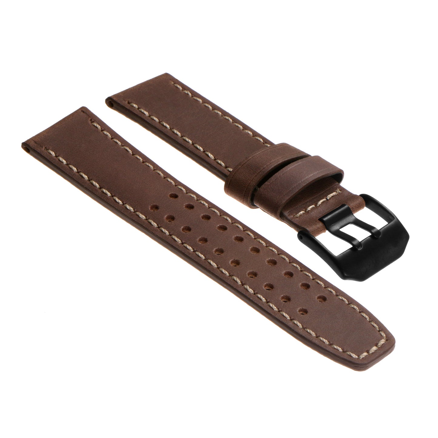 DASSARI 23mm Vintage Leather Watch Strap for Luminox Evo with Matte Black Buckle