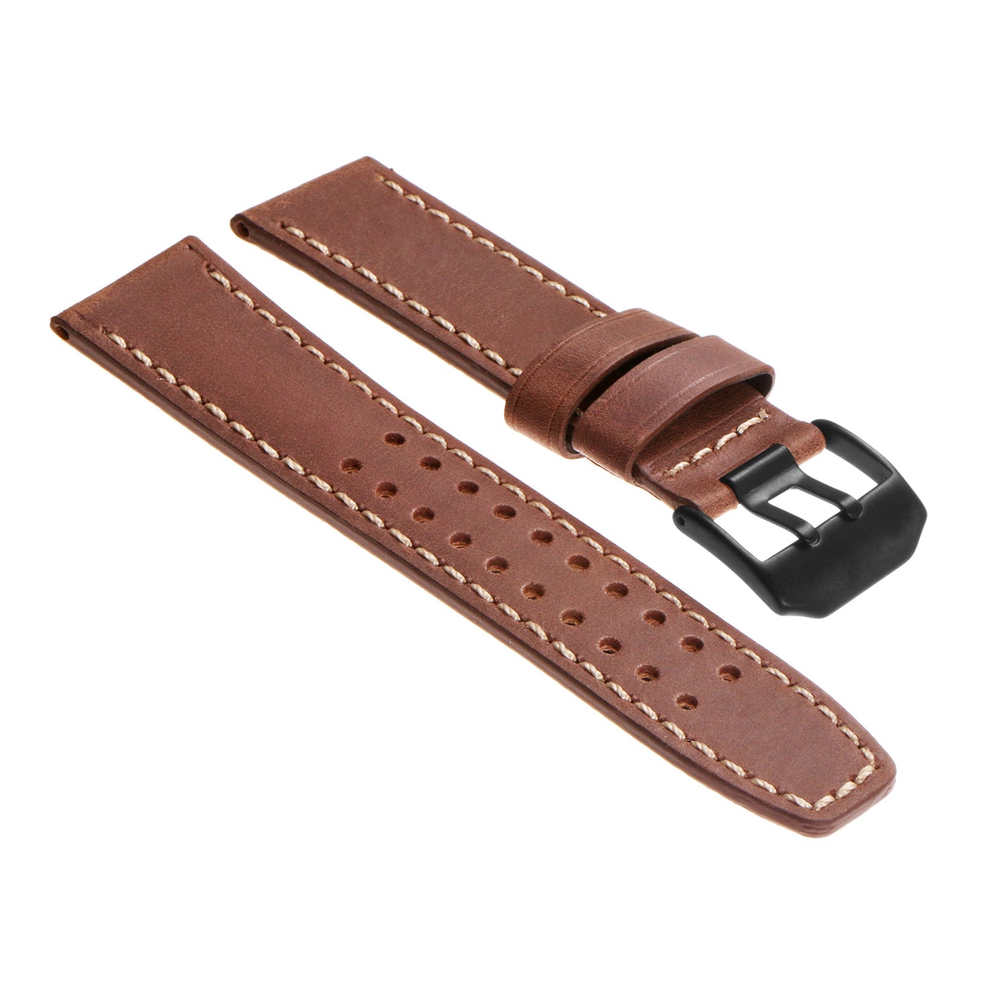 DASSARI 23mm Vintage Leather Watch Strap for Luminox Evo with Matte Black Buckle