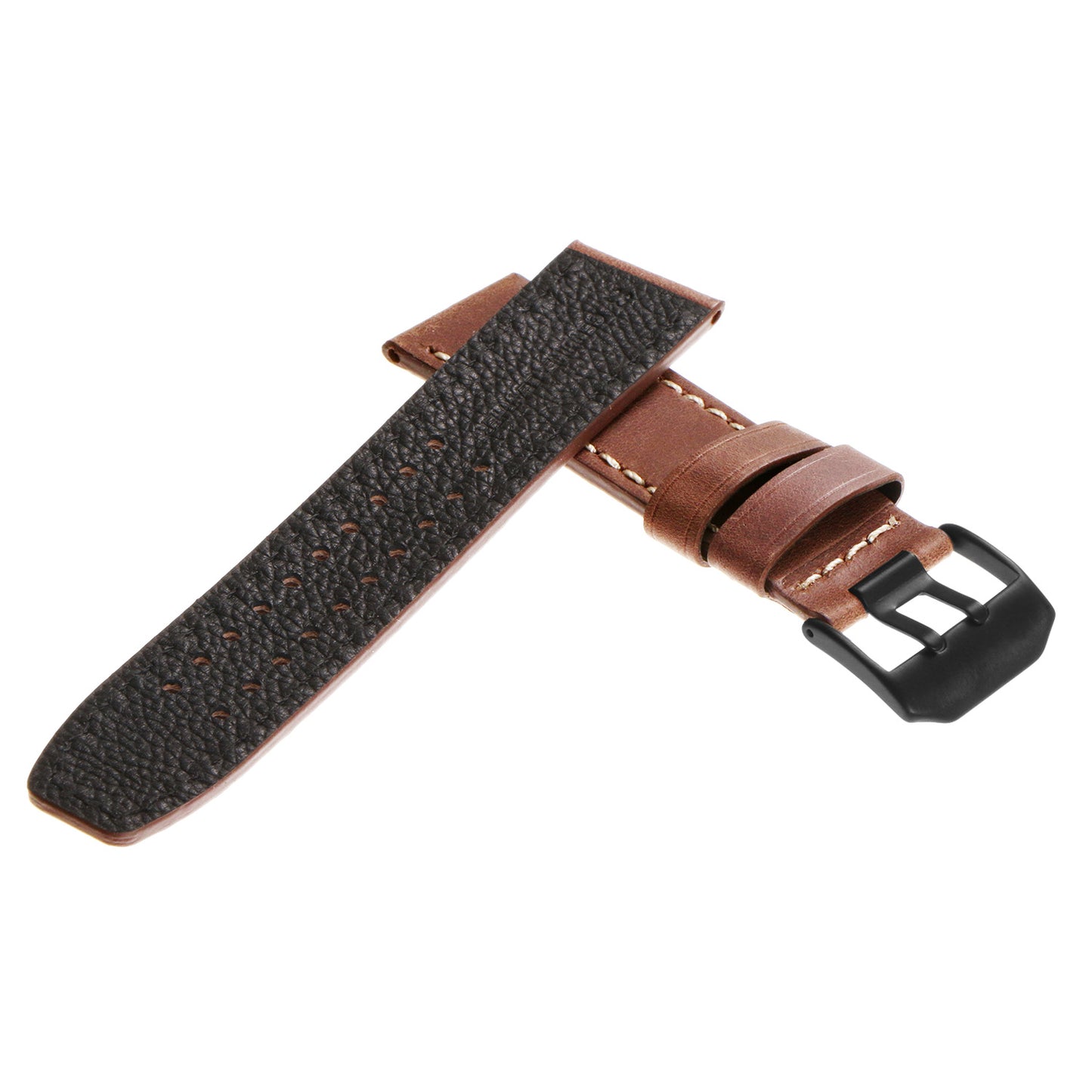 DASSARI 23mm Vintage Leather Watch Strap for Luminox Evo with Matte Black Buckle