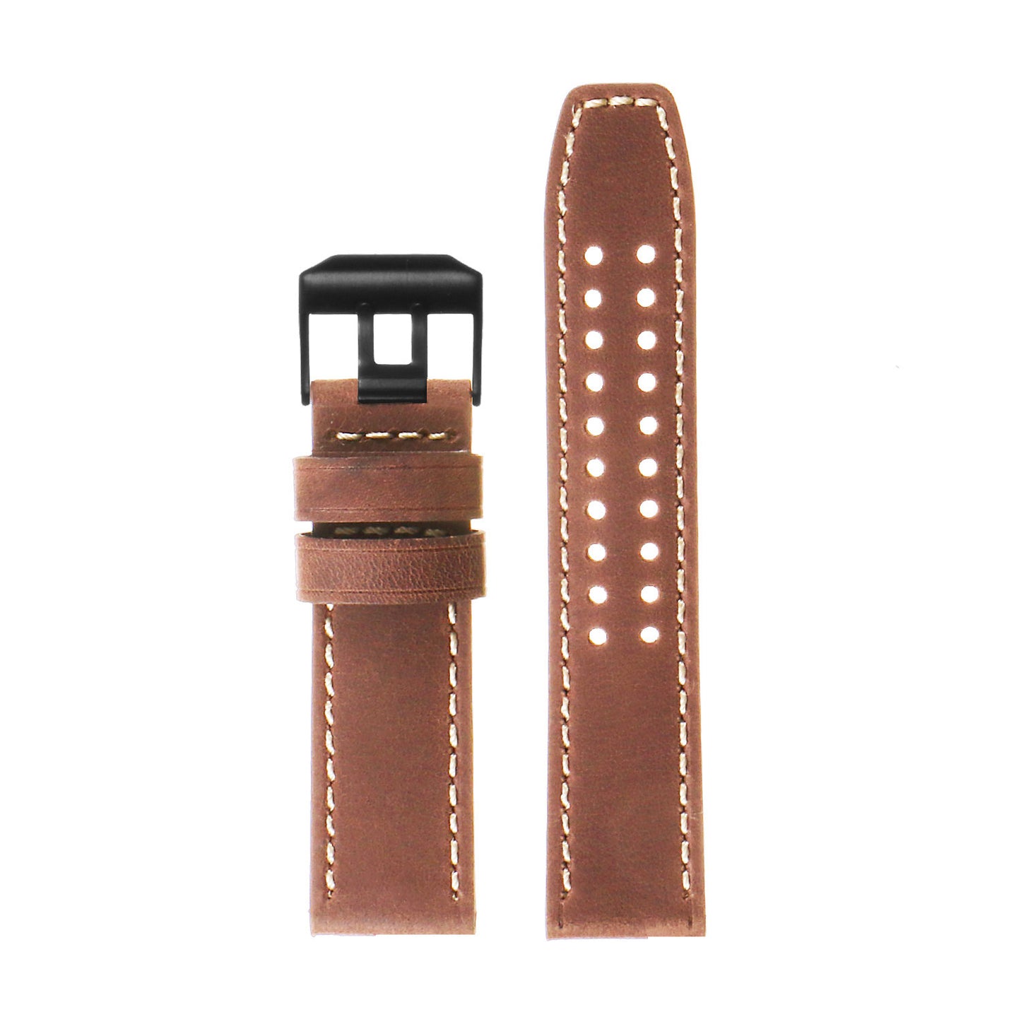 DASSARI 23mm Vintage Leather Watch Strap for Luminox Evo with Matte Black Buckle