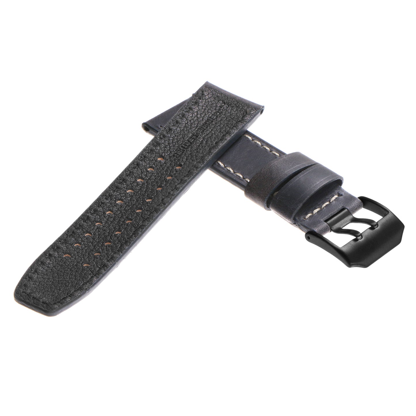 DASSARI 23mm Vintage Leather Watch Strap for Luminox Evo with Matte Black Buckle