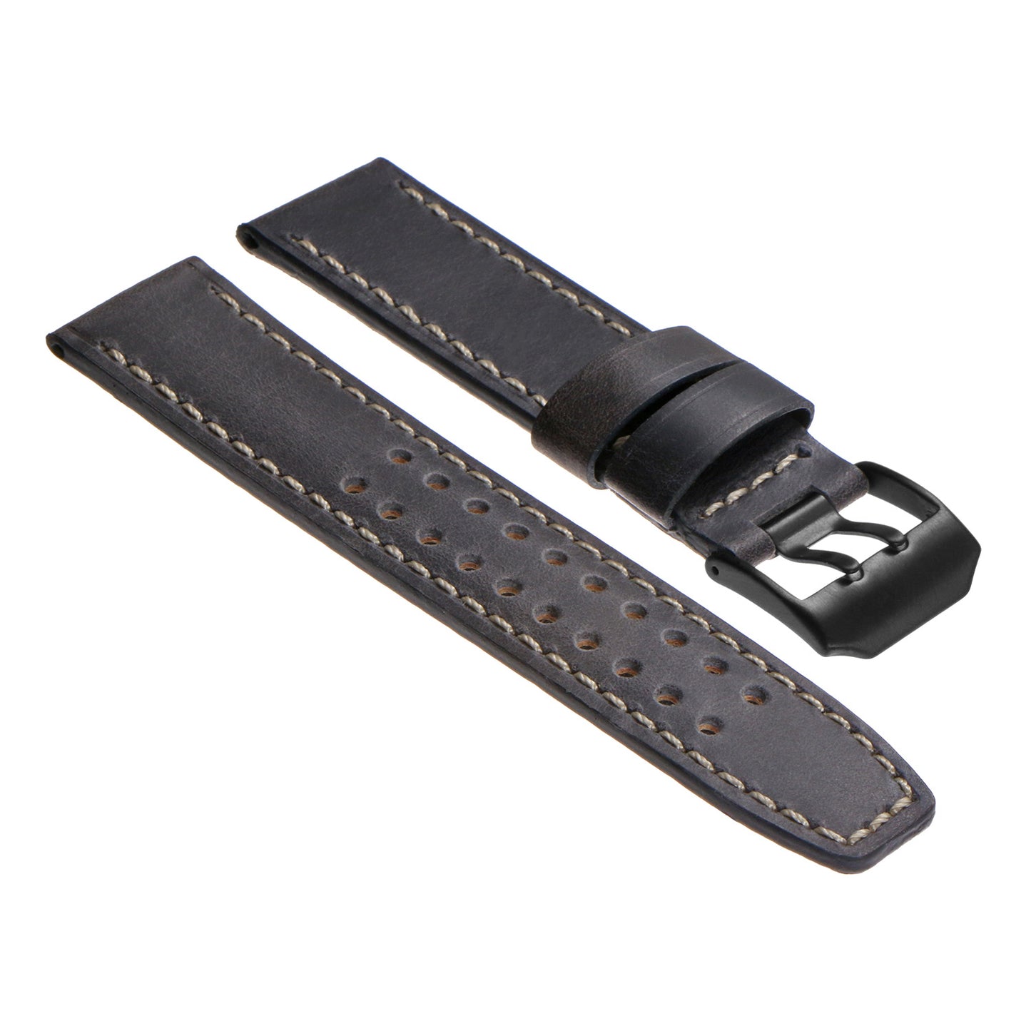 DASSARI 23mm Vintage Leather Watch Strap for Luminox Evo with Matte Black Buckle