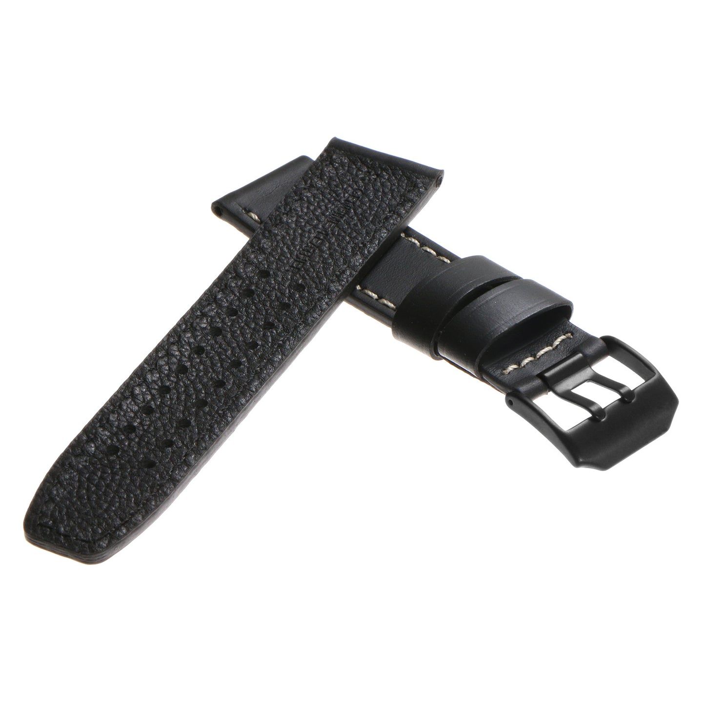 DASSARI 23mm Leather Watch Strap for Luminox Evo with Matte Black Buckle