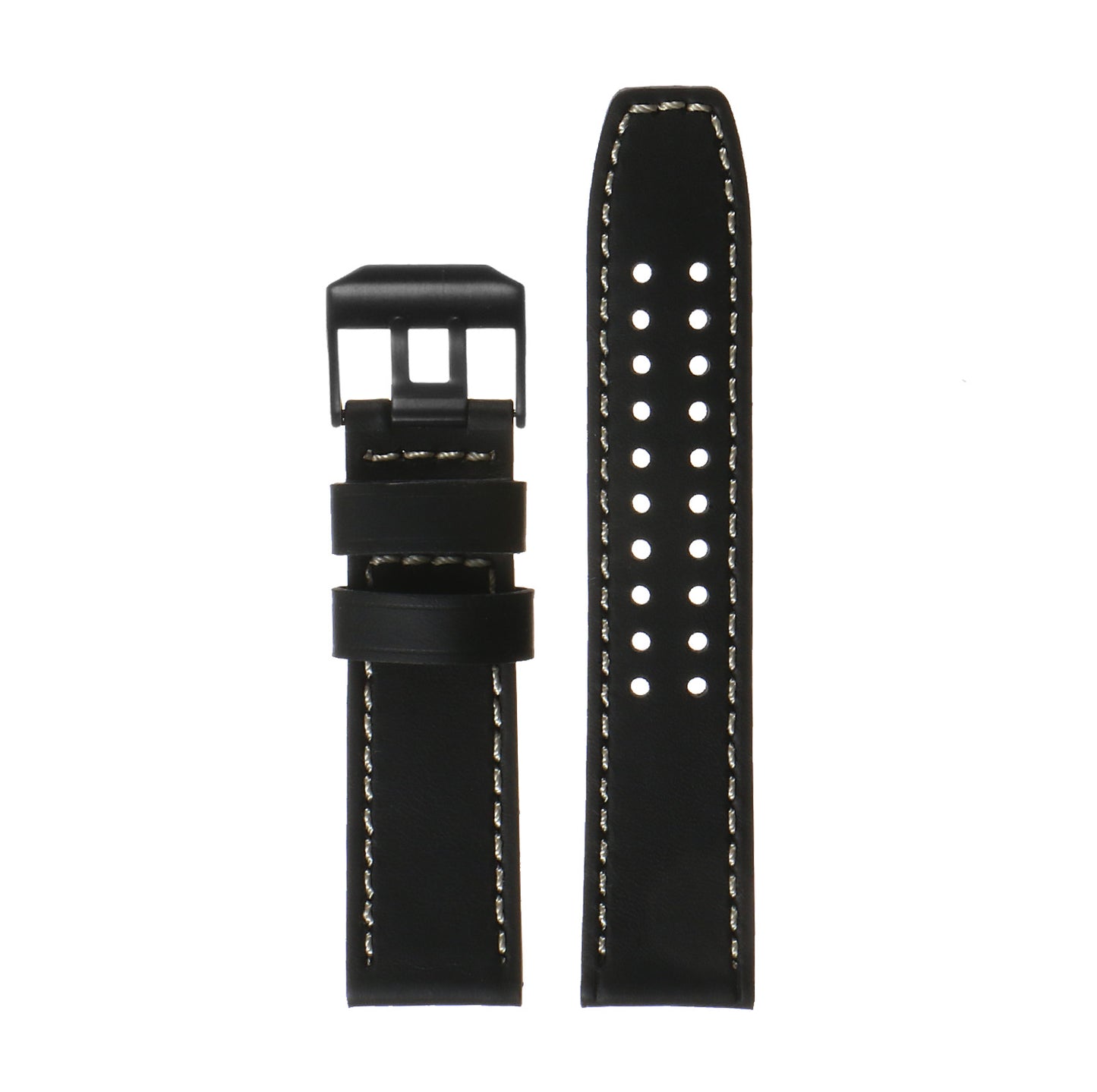 DASSARI 23mm Leather Watch Strap for Luminox Evo with Matte Black Buckle