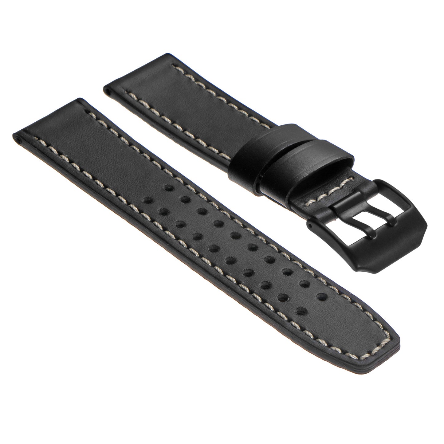 DASSARI 23mm Leather Watch Strap for Luminox Evo with Matte Black Buckle