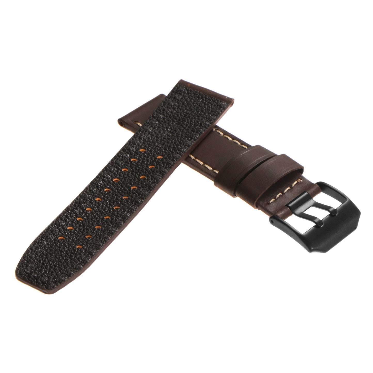 DASSARI 23mm Leather Watch Strap for Luminox Evo with Matte Black Buckle