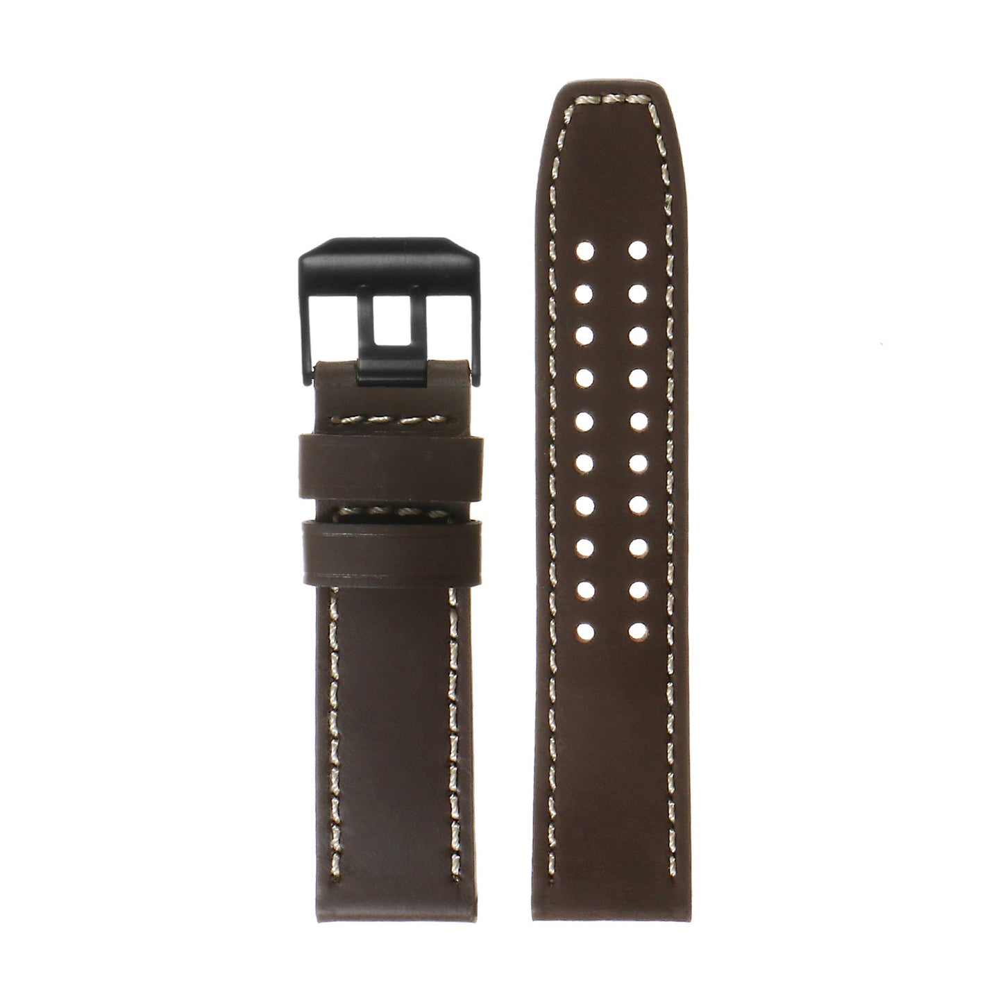 DASSARI 23mm Leather Watch Strap for Luminox Evo with Matte Black Buckle