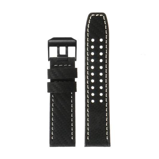 DASSARI 23mm Carbon Fiber Watch Strap for Luminox Evo with Matte Black Buckle