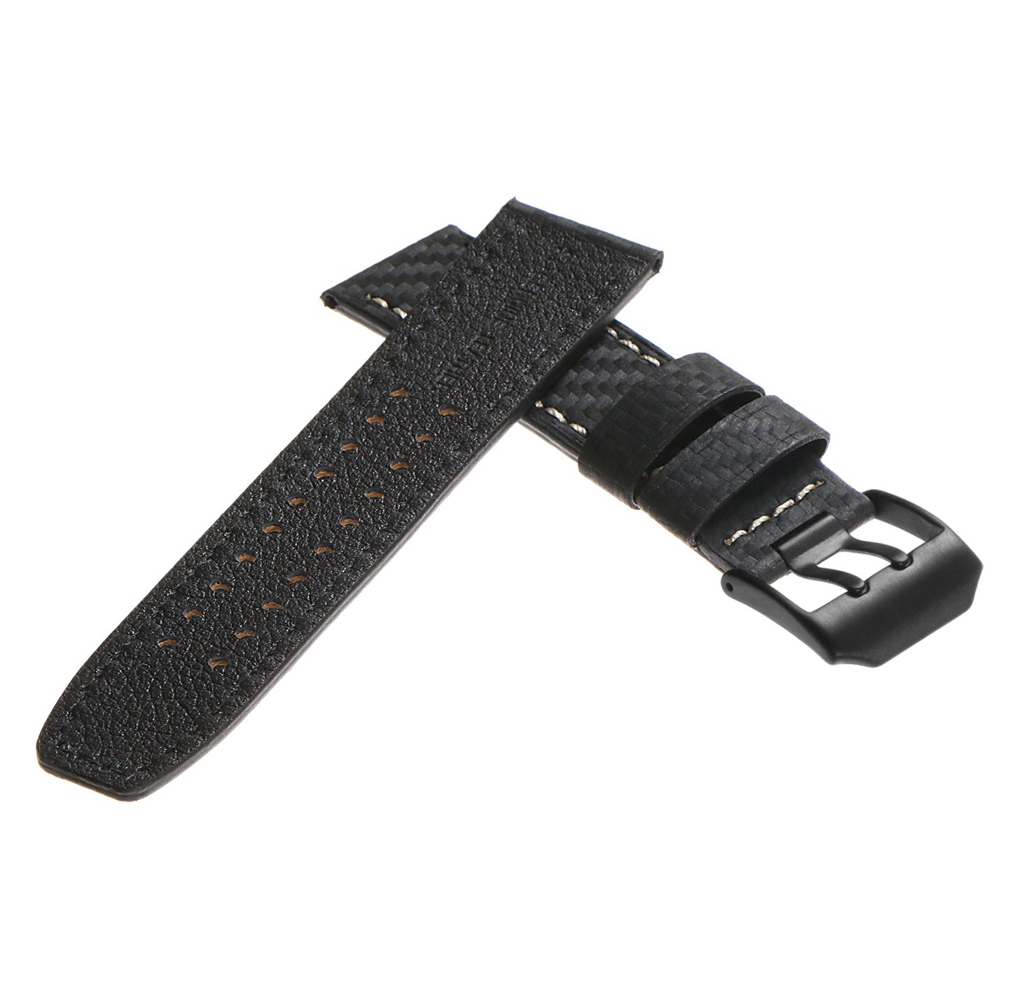 DASSARI 23mm Carbon Fiber Watch Strap for Luminox Evo with Matte Black Buckle