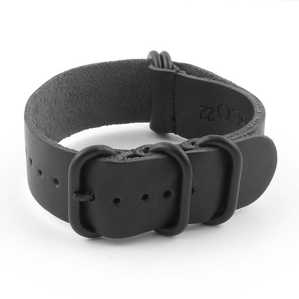Leather NATO Strap with 5 Black Rings