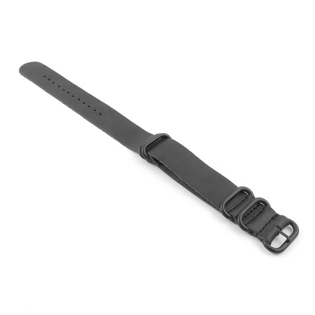 Leather NATO Strap with 5 Black Rings