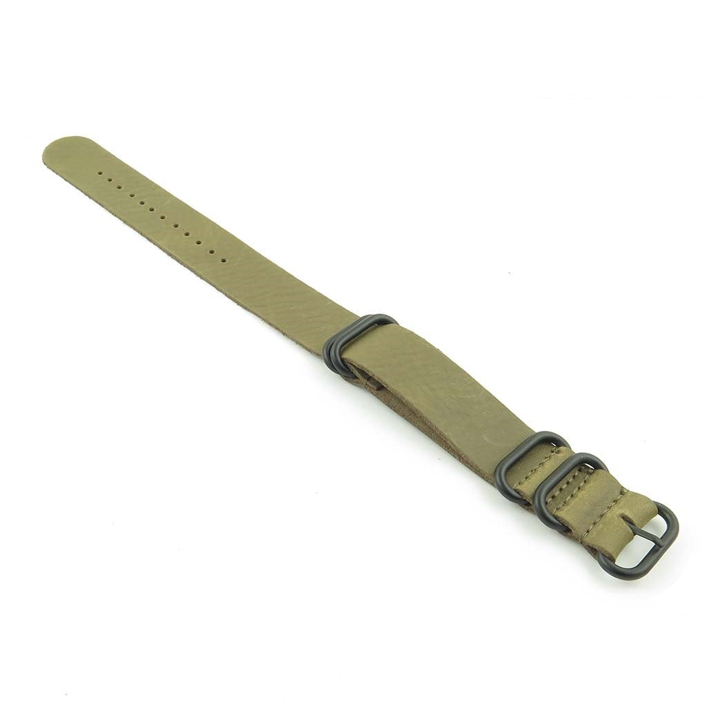 Leather NATO Strap with 5 Black Rings