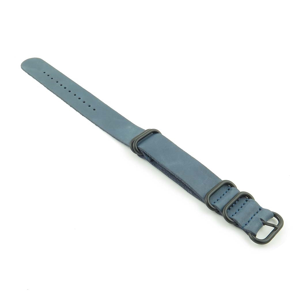 Leather NATO Strap with 5 Black Rings