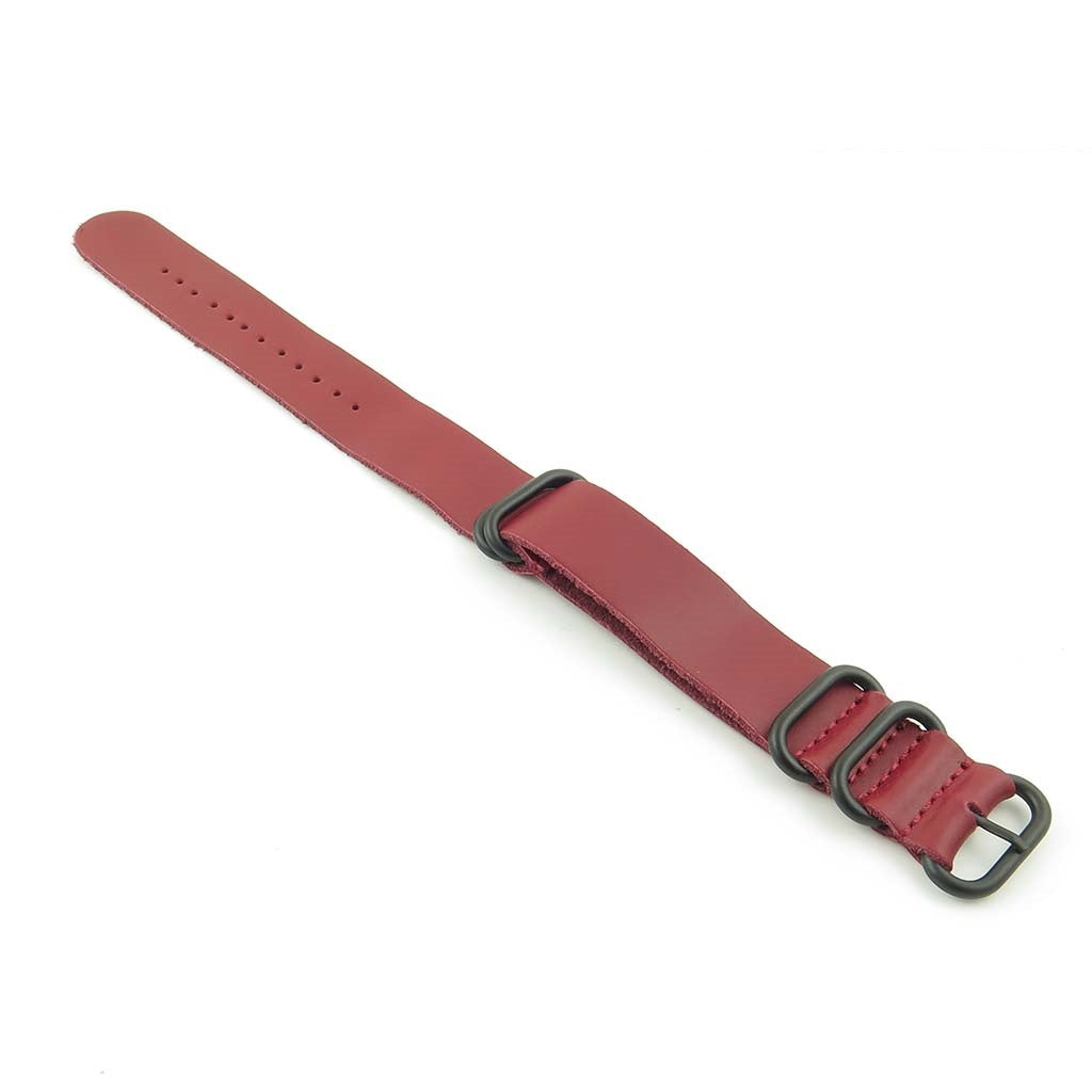 Leather NATO Strap with 5 Black Rings