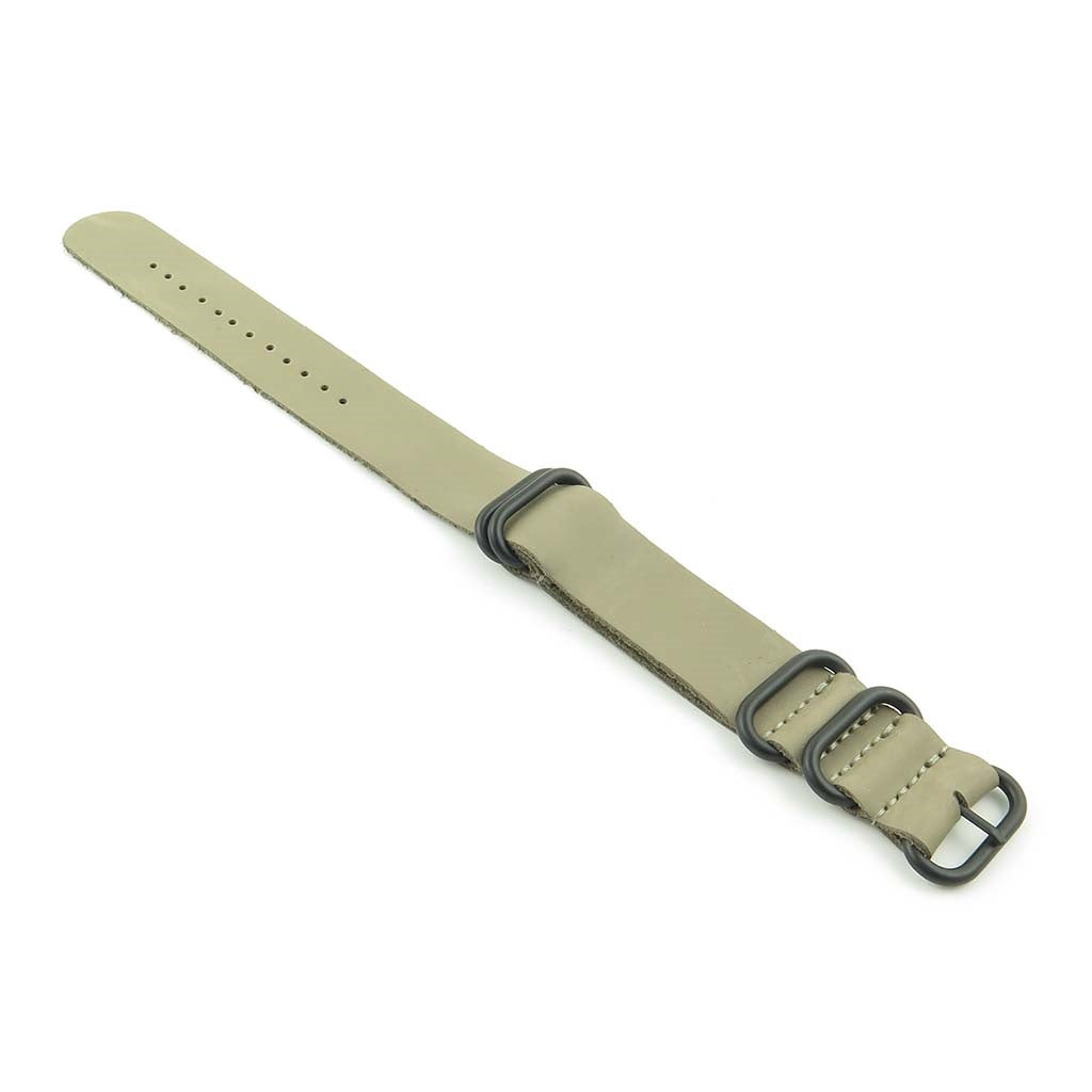 Leather NATO Strap with 5 Black Rings