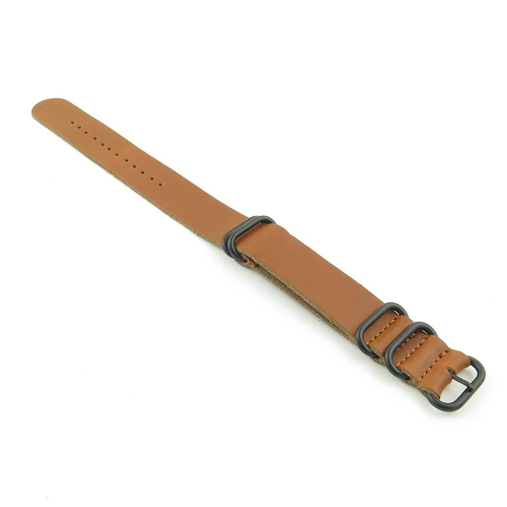 Leather NATO Strap with 5 Black Rings