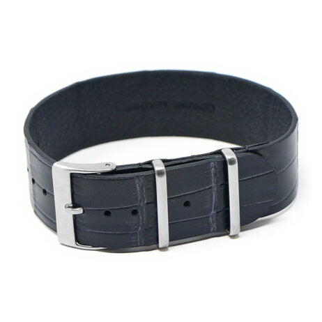 DASSARI VINTAGE ALLIGATOR EMBOSSED SINGLE PASS LEATHER NATO STRAP