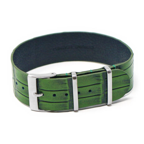DASSARI VINTAGE ALLIGATOR EMBOSSED SINGLE PASS LEATHER NATO STRAP