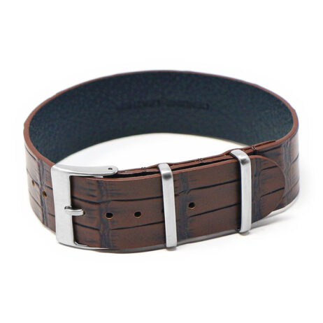 DASSARI VINTAGE ALLIGATOR EMBOSSED SINGLE PASS LEATHER NATO STRAP