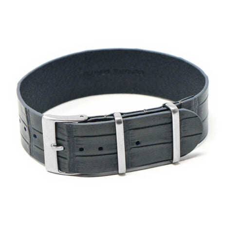 DASSARI VINTAGE ALLIGATOR EMBOSSED SINGLE PASS LEATHER NATO STRAP
