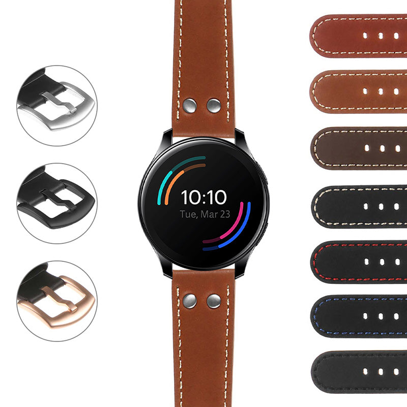 DASSARI Leather Pilot Strap w/ Rivets for Fitbit Versa 3