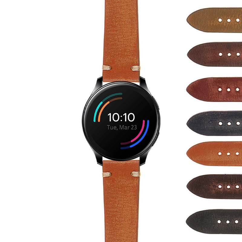 Hand-Stitched Vintage Washed Leather Strap for Garmin Venu