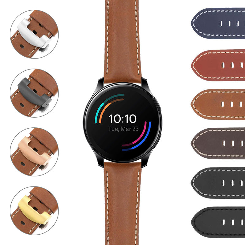 DASSARI Smooth Leather Strap w/ Deployant Clasp (Standard, Long) for Garmin Forerunner 745