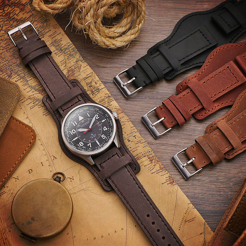 DASSARI Legend Vintage Leather Bund Watch Strap