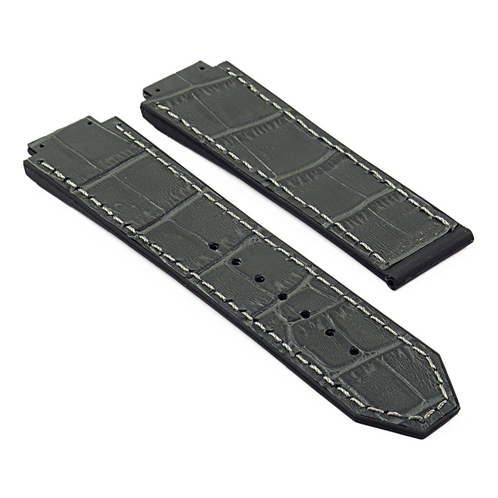 DASSARI S4 Croc Embossed Leather & Rubber Strap for Hublot Big Bang