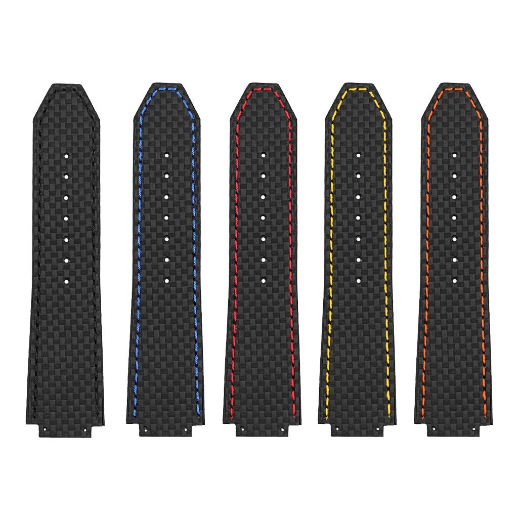 DASSARI S5 Carbon Fiber & Rubber Watch Strap for Hublot Big Bang with Brushed Steel Clasp