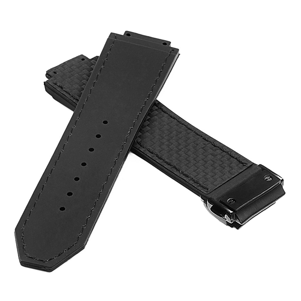 DASSARI S5 Carbon Fiber & Rubber Watch Strap for Hublot Big Bang with Matte Black Clasp
