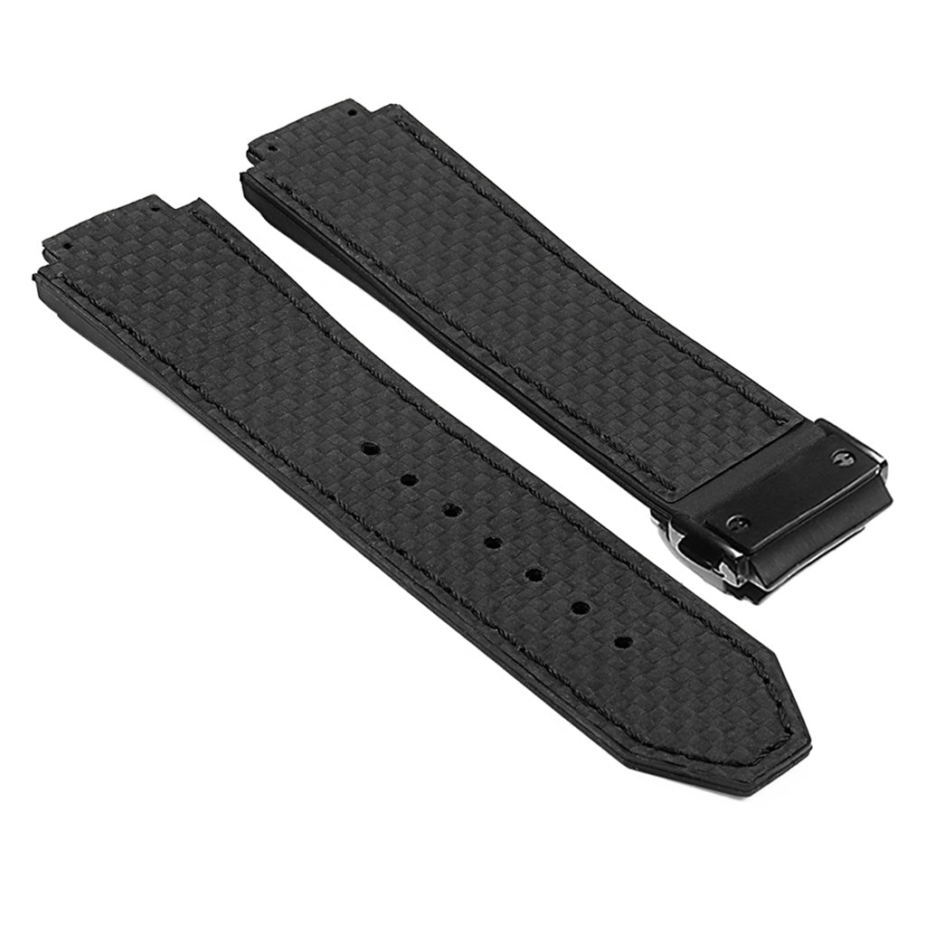 DASSARI S5 Carbon Fiber & Rubber Watch Strap for Hublot Big Bang with Matte Black Clasp