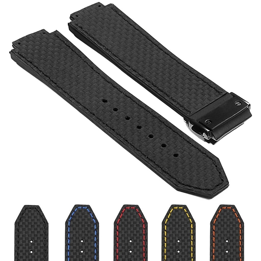 DASSARI S5 Carbon Fiber & Rubber Watch Strap for Hublot Big Bang with Matte Black Clasp