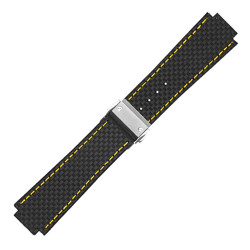 DASSARI S5 Carbon Fiber & Rubber Watch Strap for Hublot Big Bang with Brushed Steel Clasp