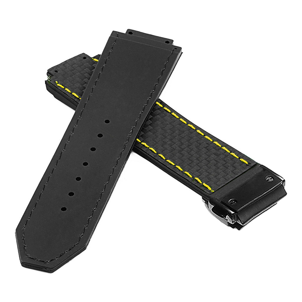 DASSARI S5 Carbon Fiber & Rubber Watch Strap for Hublot Big Bang with Matte Black Clasp