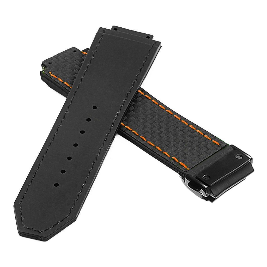 DASSARI S5 Carbon Fiber & Rubber Watch Strap for Hublot Big Bang with Matte Black Clasp