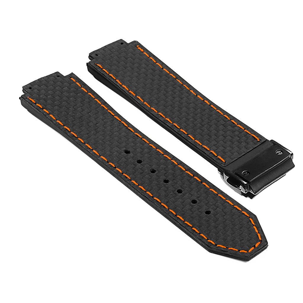DASSARI S5 Carbon Fiber & Rubber Watch Strap for Hublot Big Bang with Matte Black Clasp
